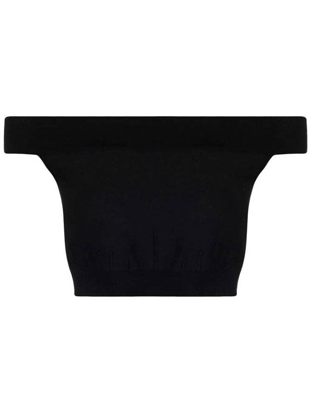 알렉산더 맥퀸 여성 보트넥 오프 숄더 크롭 슬리브리스 블랙