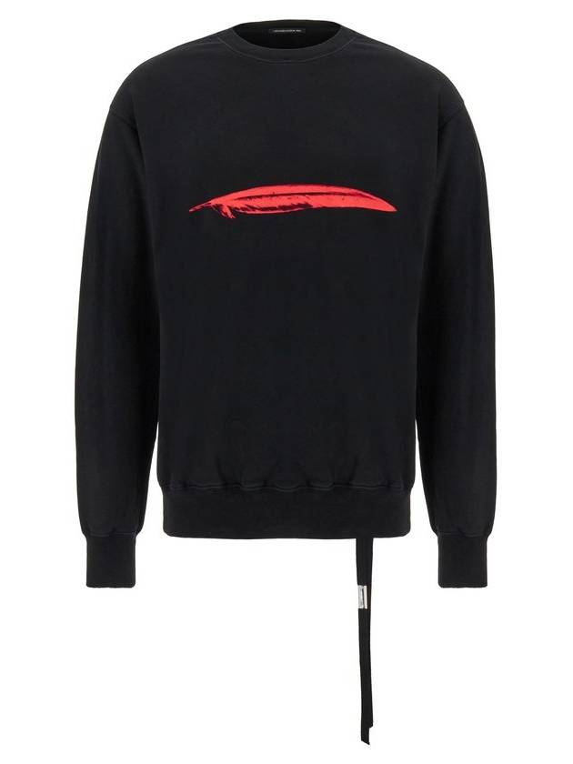 Ann Demeulemeester 깃털 프린트 크루넥 스웨트셔츠