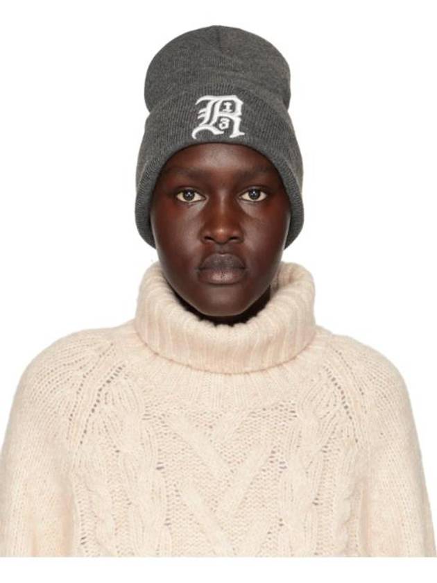 Gray Oversized Beanie 222021F014001