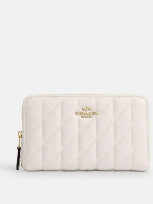 코치 미디엄 아이디 지퍼 월렛 퀼팅 중지갑 Gold Chalk