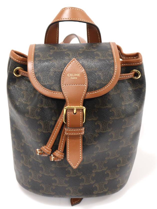 Celine 셀린느 197662CAS.04LU 트리옹프 캔버스 탄 카프스킨 폴코 미니 백팩