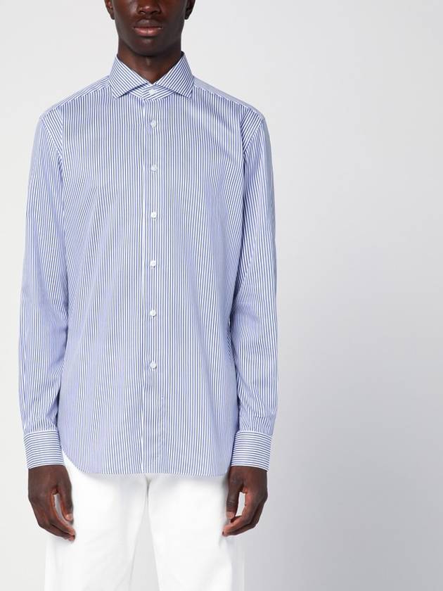 XACUS Striped light blue cotton Travel shirt