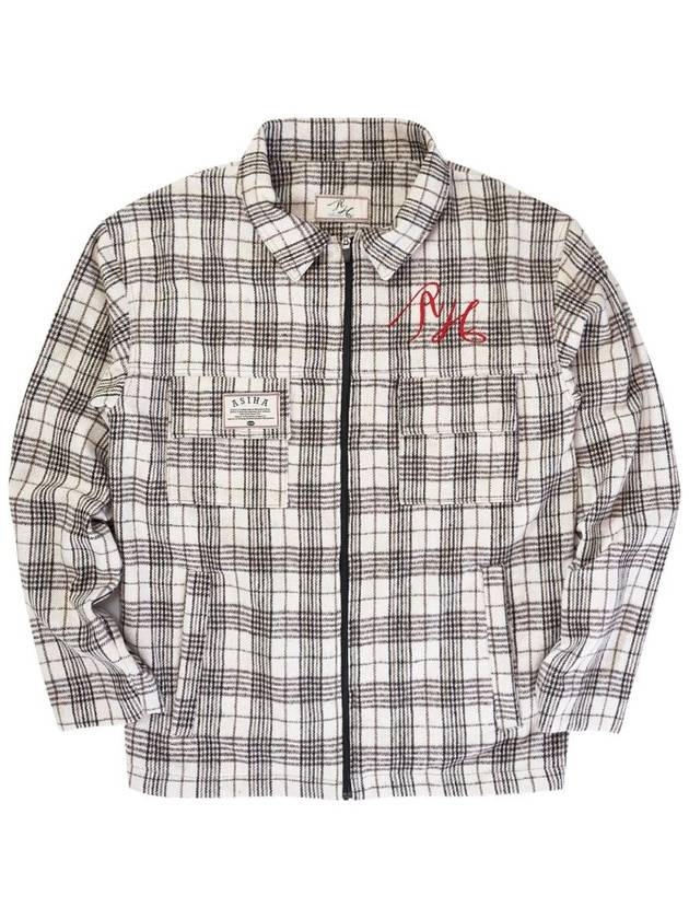 ah24 02jk Red logo check jacket 아시하 레드로고 체크자켓 Brown Check Gray Check