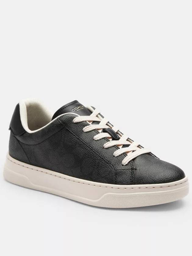 코치 하이 라인 시그니쳐 캔버스 스니커즈 여성 운동화 Charcoal Black