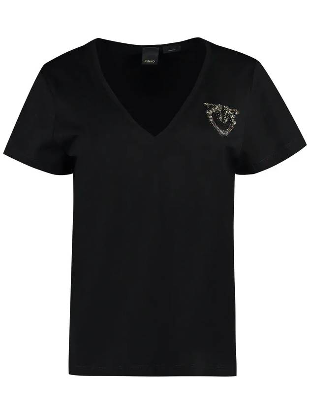 Pinko Love Birds 임벨리시드 크루넥 티셔츠 100372A0MATURBATO_Z99