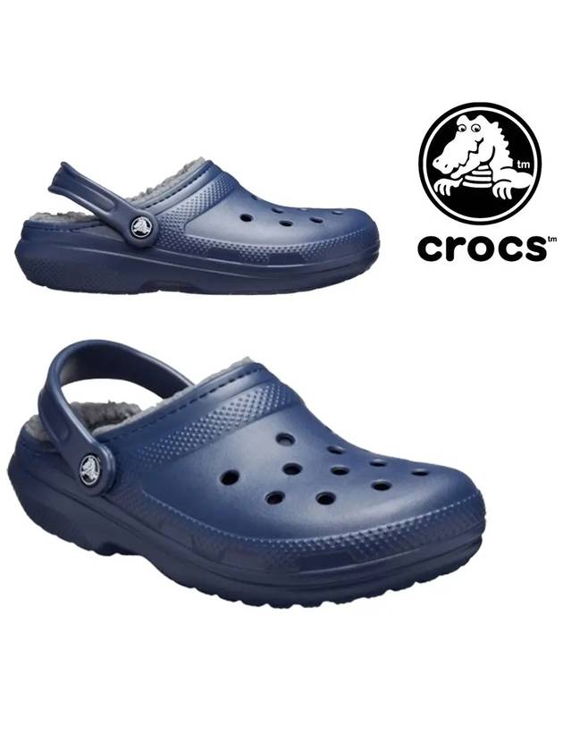 크록스 여성 클래식 라이닝 클로그 슬리퍼 네이비