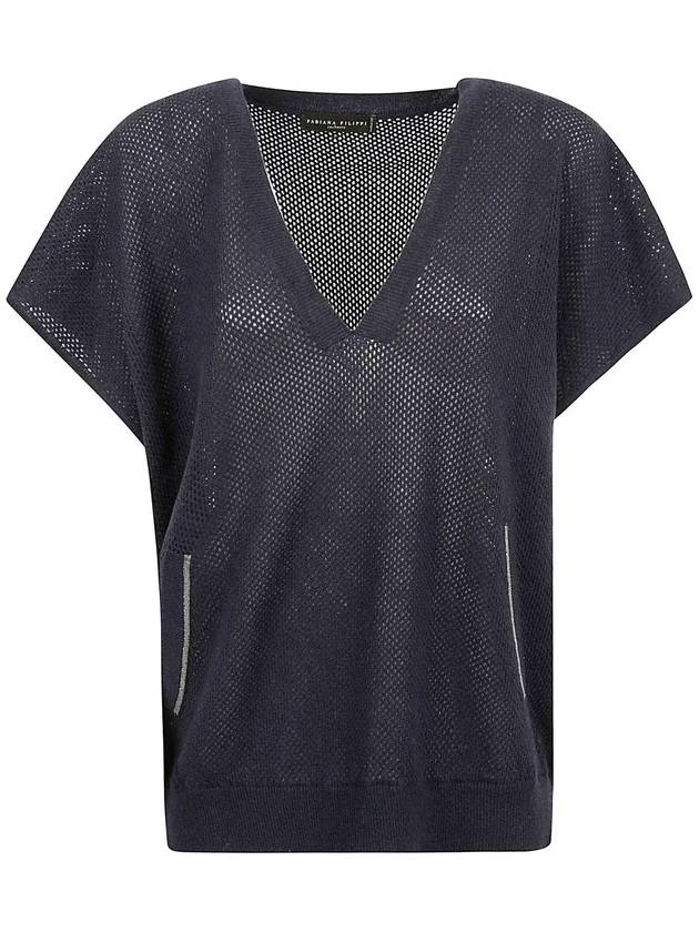 Fabiana Philippi 브이넥 오픈워크 탑 MAD272B615N900_5131