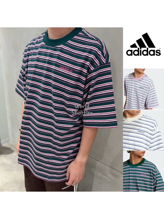 24SS 아디다스 남자반팔 라운드넥 스트라이프 루즈핏