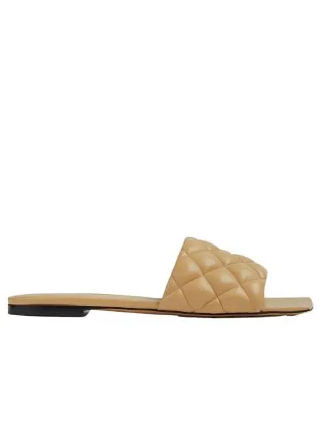 W 보테가 베네타 퀼티드 레더 패딩 플랫 샌들 케인 슈가 W Bottega Veneta Quilted Leather Padded Flat Sandals Cane Sugar