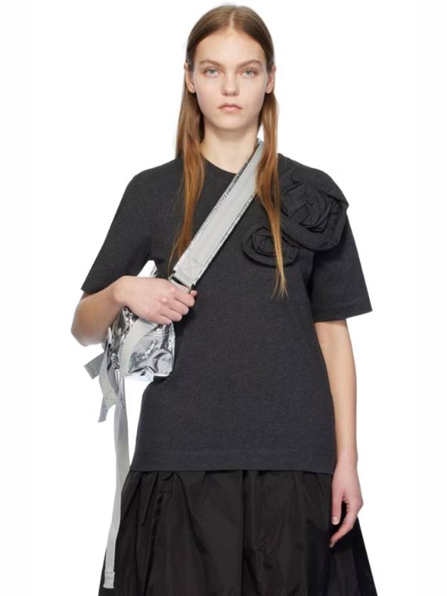 Gray Pressed Rose T Shirt 241405F110001