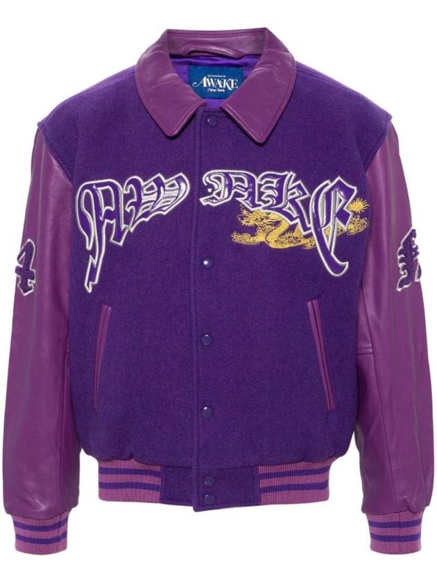 어웨이크뉴욕 남성 DRAGON EMBROIDERED VARSITY 자켓 AWKSP24OT001PURPLE