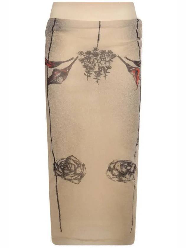 장 폴 고티에 타투 프린트 드레이프 미디 스커트 JU164T583_030030