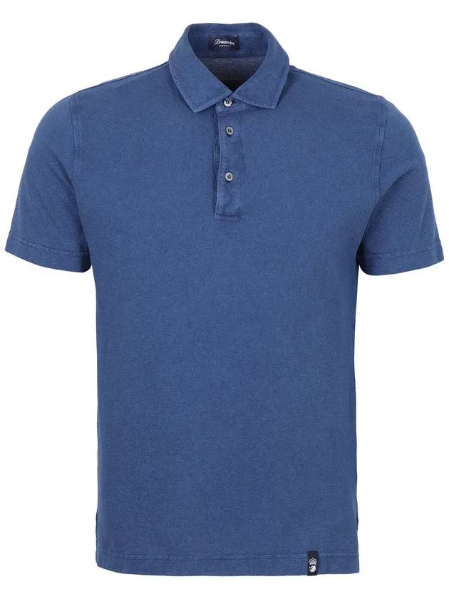 Drumohr 버튼 디테일 반팔 폴로셔츠 DTS202_770OCEANO