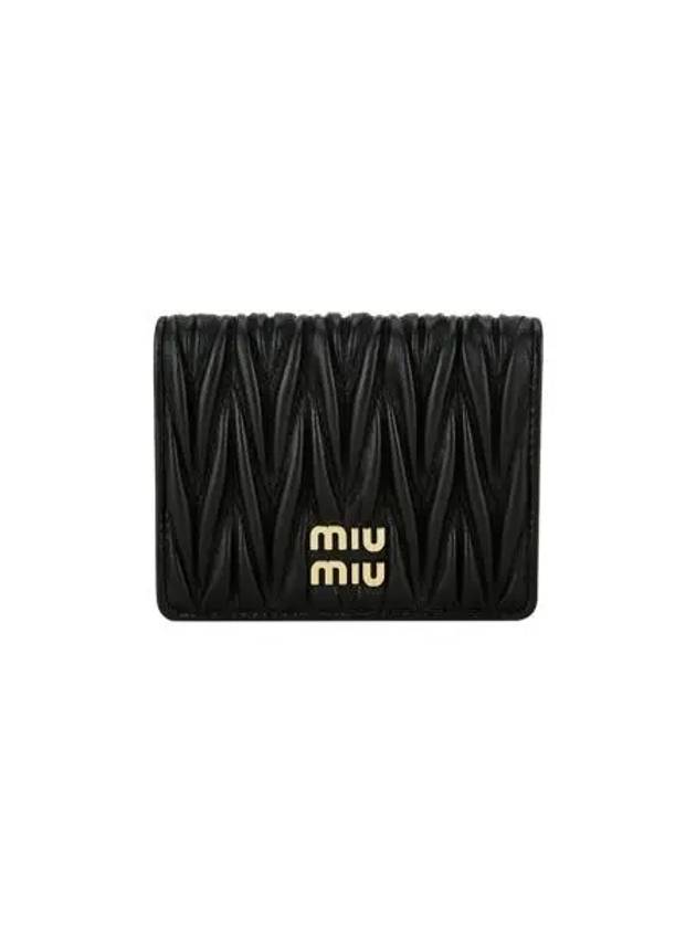 미우 미우 스몰 마테라쎄 나파 레더 월렛 블랙 Miu Miu Small Matelasse Nappa Leather Wallet Black