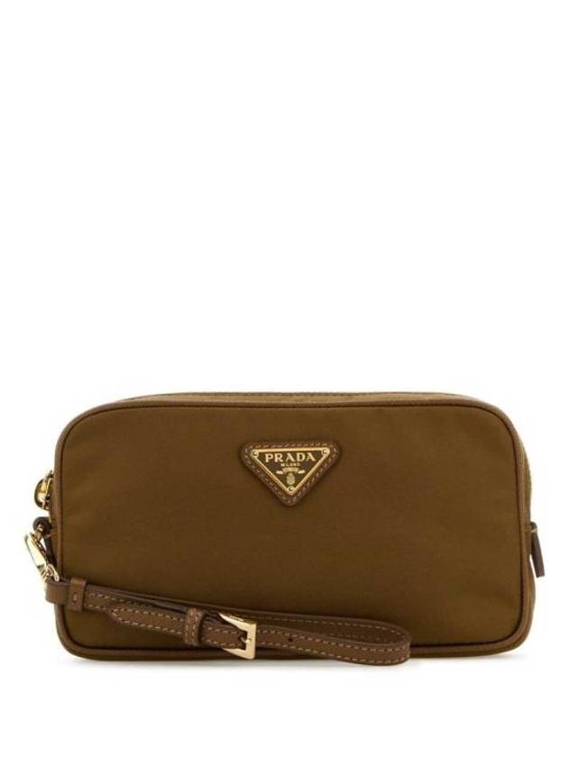 프라다 리에디션 1978 리나일론 사피아노 레더 파우치 백 브라운