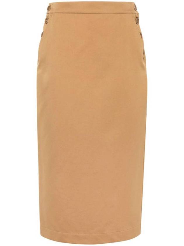 막스마라 크레스타 코튼 덩가리 스타일 H라인 스커트 브라운