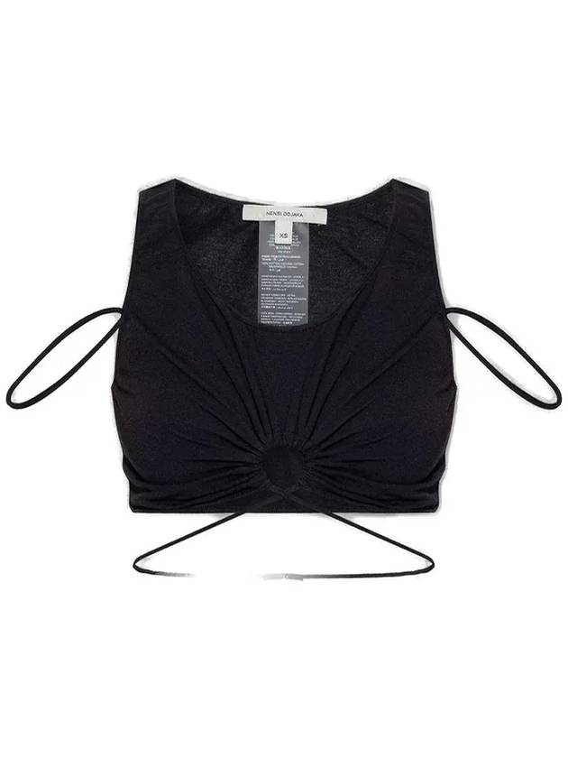 Nensi Dojaka 컷아웃 디테일 슬리브리스 크롭 탑 NDSS23TOP038_BLACK