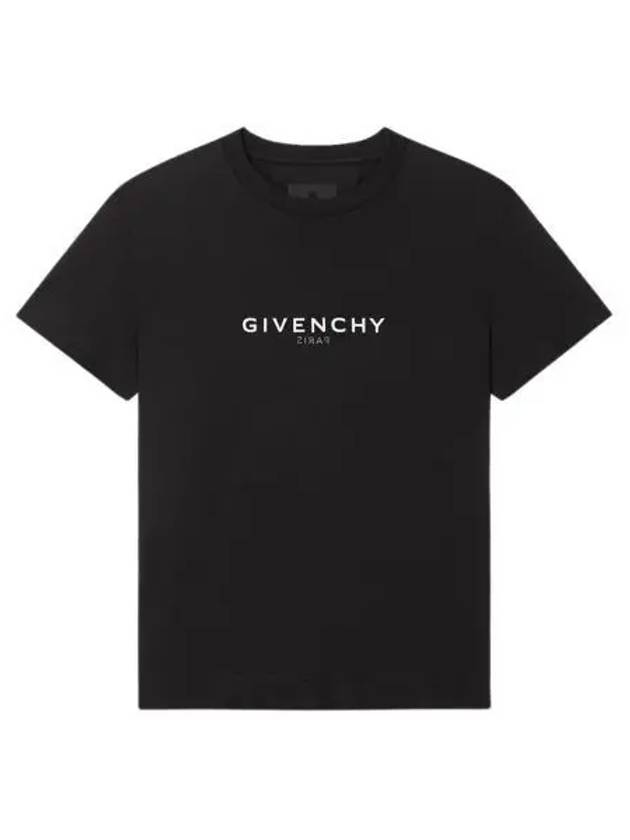 지방시 코튼 리버스 슬림핏 티셔츠 블랙 Givenchy Reverse Slim Fit T Shirt in Cotton Black