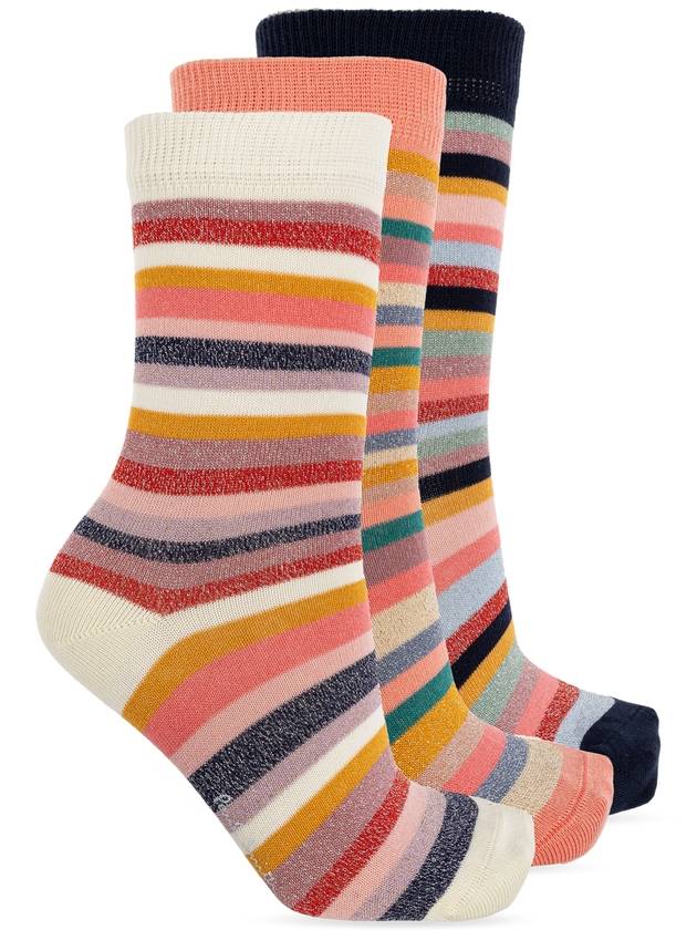 25SS 폴스미스 여성 양말 Paul Smith Three-pack Of Cotton Socks With Lurex Thread Women's Multicolour
