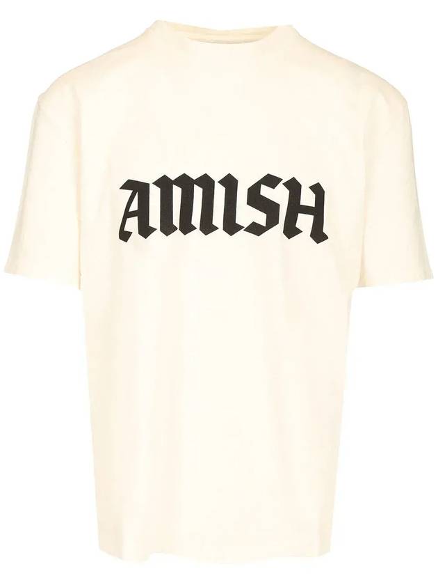 아미쉬 크롭 저지 고딕 로고 티셔츠 AMU131_C0021