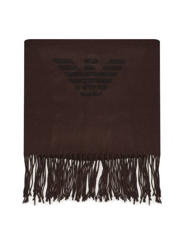 엠포리오 아르마니 로고 디테일 프린지 스카프