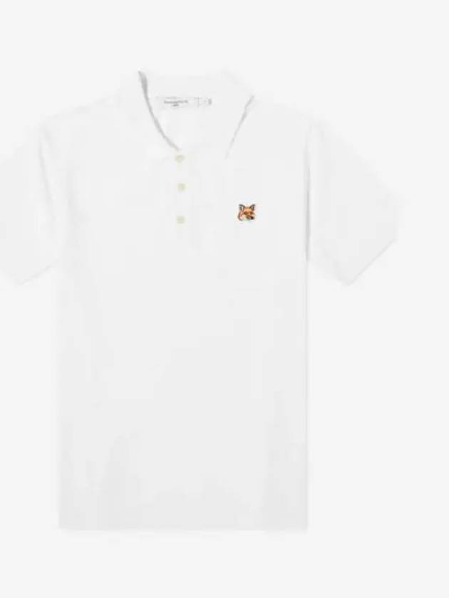 메종 키츠네 폭스 헤드 패치 클래식 폴로 화이트 Maison Kitsune Fox Head Patch Classic Polo White