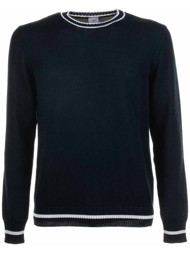 Eleventy Navy Blue Crew Neck Sweater