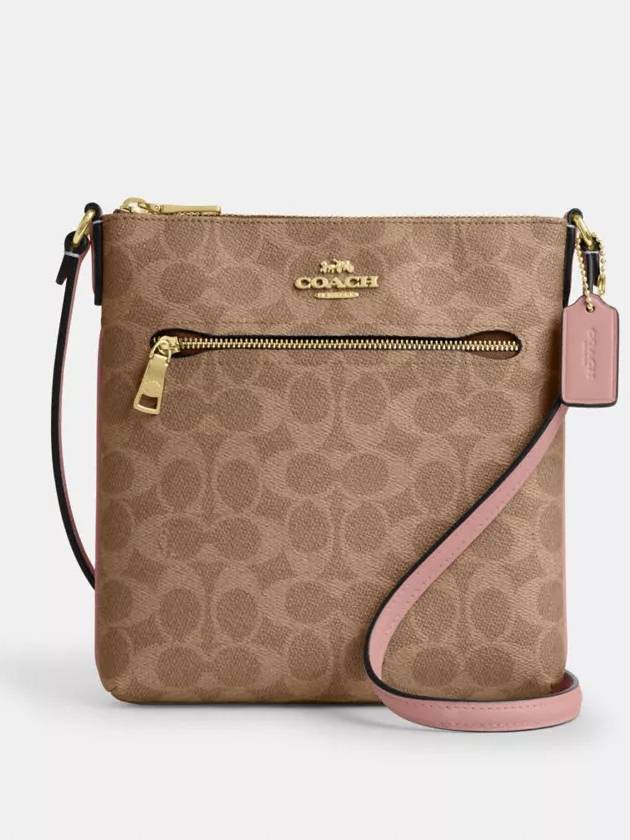 코치 미니 로완 파일백 Gold Tan Pink Petal