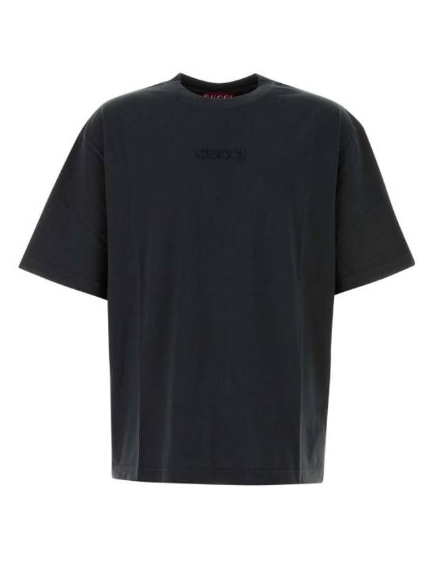 구찌 남성 엠브로이드 코튼 저지 반팔 티셔츠 다크 그레이