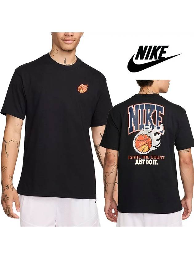 나이키 반팔 불꽃 농구공 맥스90 탑 티셔츠 블랙