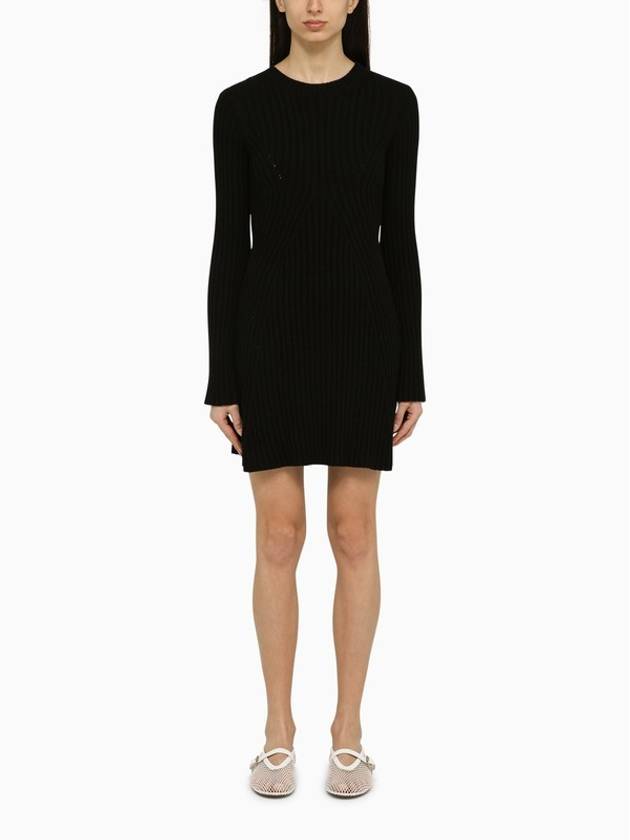 Loulou Studio Black ribbed silk blend mini dress