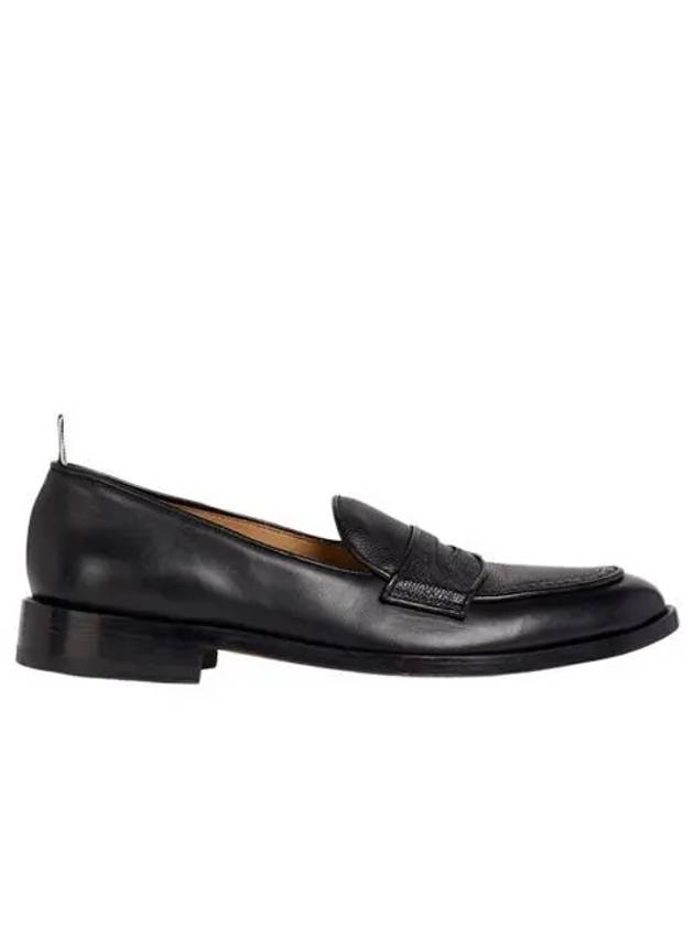 톰브라운 비텔로 카프 레더 플렉서블 레더 솔 소프트 페니 로퍼 블랙 Thom Browne Vitello Calf Leather Flexible Leather Sole Soft Penny Loafer Black