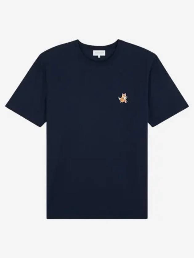메종 키츠네 스피디 폭스 패치 컴포트 티셔츠 잉크 블루 Maison Kitsune Speedy Fox Patch Comfort T Shirt Ink Blue