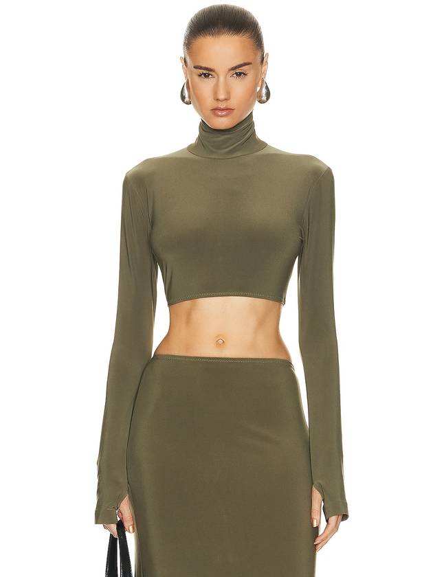 크롭 슬림핏 긴팔 터틀넥 탑 Cropped Slim Fit Long Sleeve Turtleneck Top