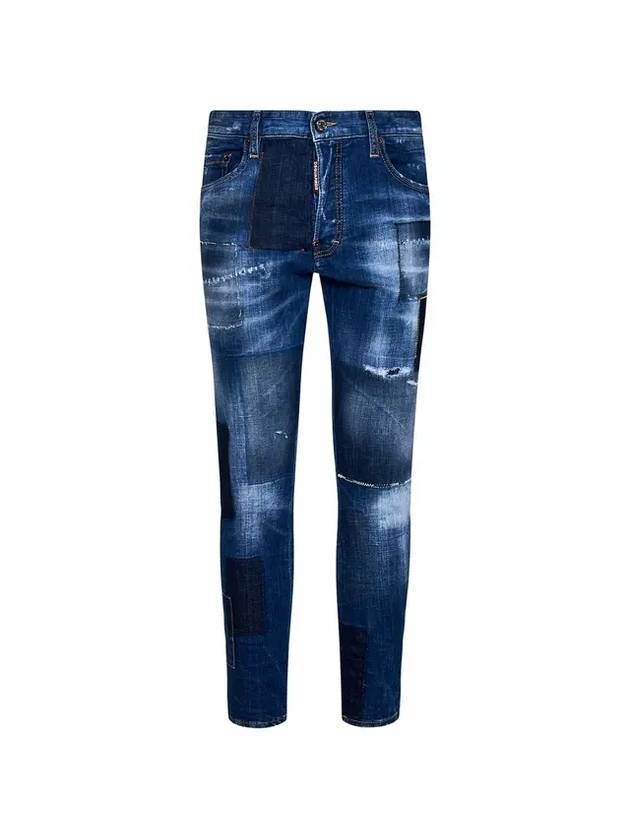 디스퀘어드2 패치워크 슬림 핏 진 블루