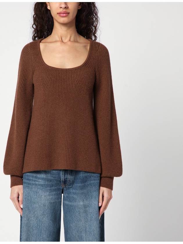 Loulou Studio Brown ribbed cashmere jumper