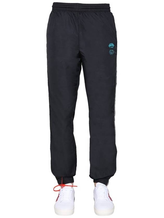 오프화이트 사이드 스트라이프 트랙 팬츠 블랙