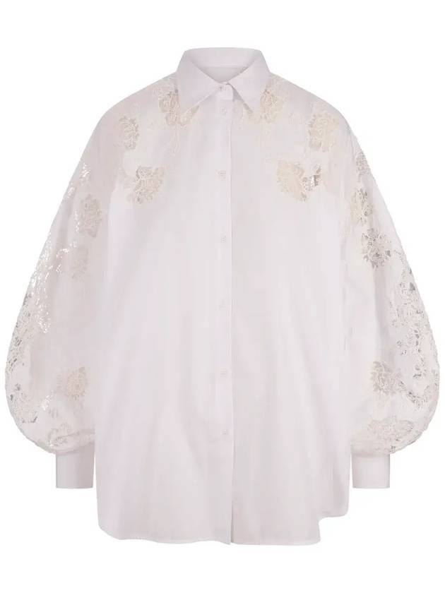 Ermanno Scervino 퍼프 슬리브 레이스 디테일 포플린 셔츠 D452K305BQP_10601