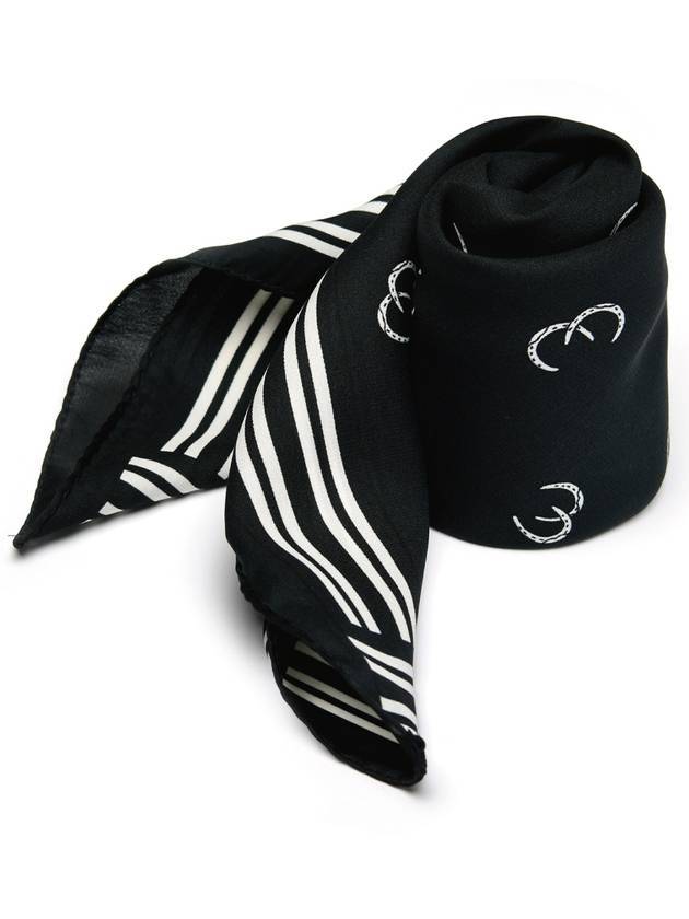 두유노우엠씨 골프웨어 더블 씨 로고 프린트 쁘띠 스카프 블랙