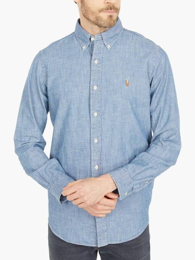 2025SS 폴로랄프로렌 남성용 클레식핏 샴프레이셔츠 Classic Fit Chambray Shirt_Light Navy