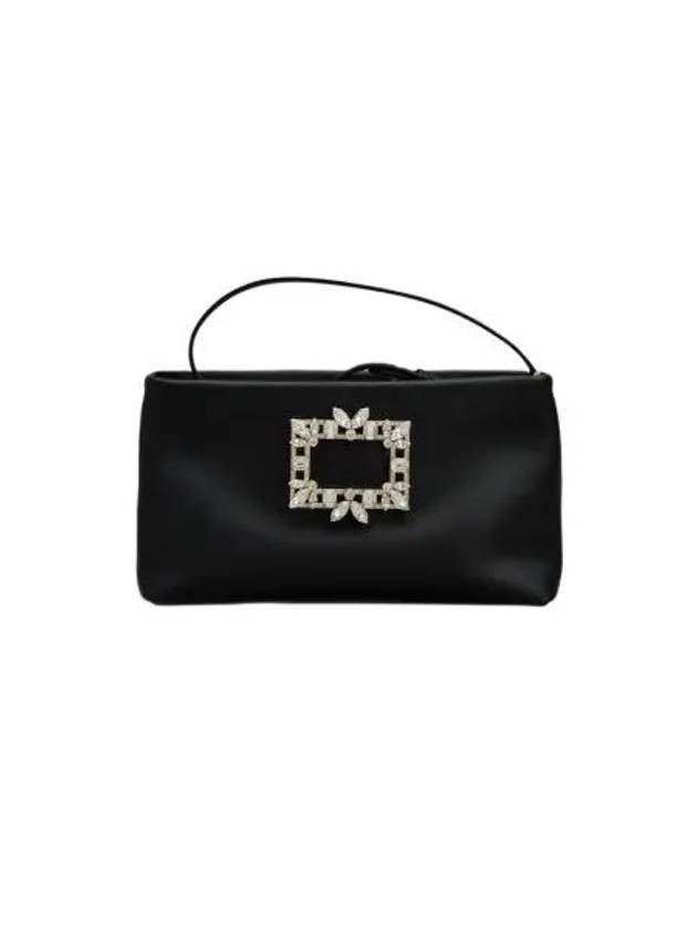 W 로저 비비에 알브이 나이트릴리 브로치 레더 비비에 버클 미니백 블랙 W Roger Vivier RV Nightlily Broche Vivier Buckle Mini Bag in Leather Black