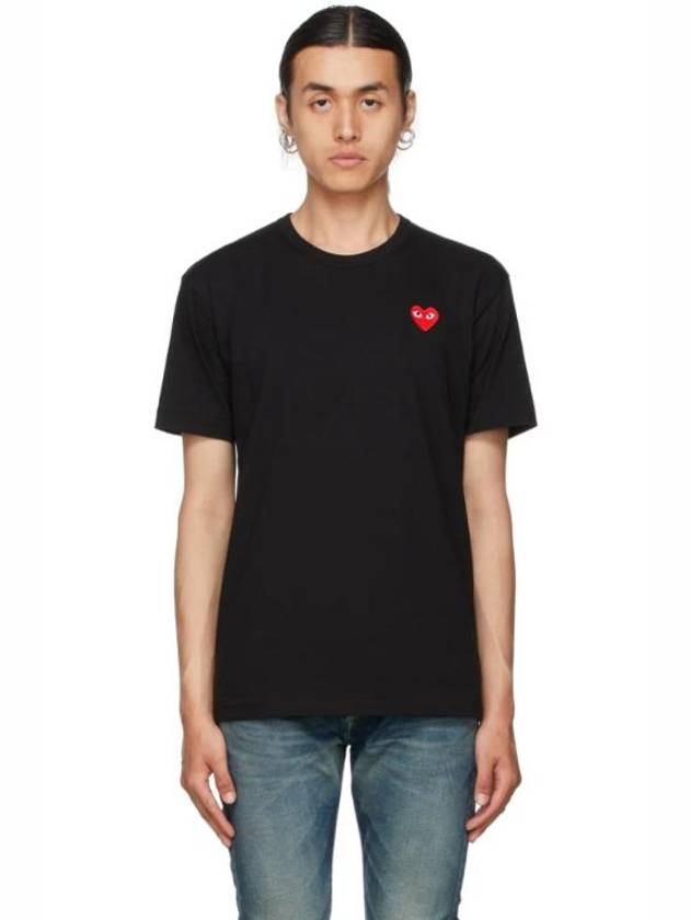 꼼데가르송플레이 블랙   레드 하트 패치 티셔츠