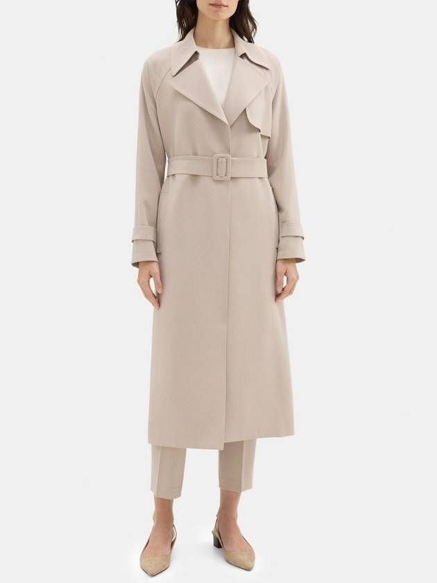 크레이프 소재의 릴랙스 롱 트렌치코트 Relaxed Long Trench Coat in Crepe