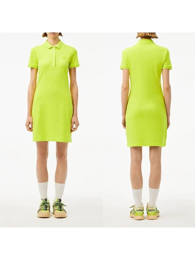 라코스테 원피스 미니 피케 폴로 드레스 옐로우