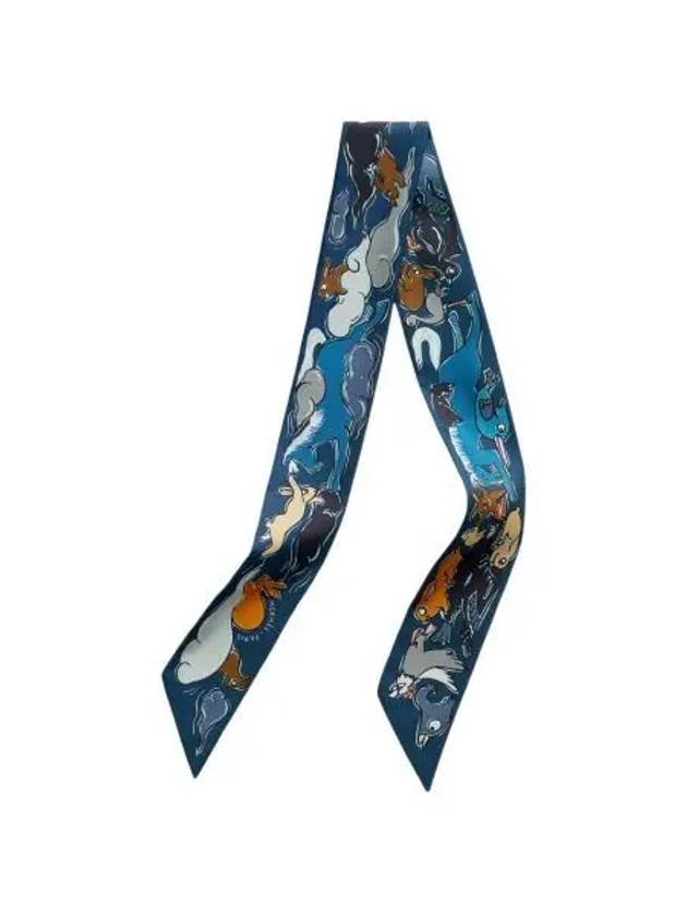 W 에르메스 밀레앙 라핀스 트윌리 마린 코발트 미엘 W Hermes Mille et Un Lapins Twilly Marine Cobalt Miel