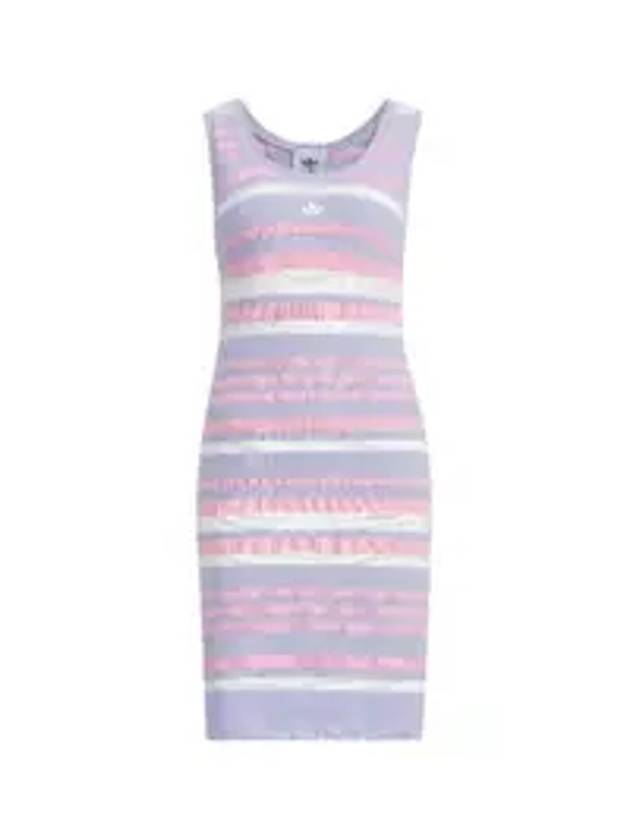 아디다스 슬림 스트라이프 니트 숏원피스 핑크