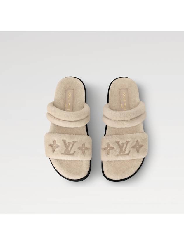 루이비통 LV 선셋 플랫 컴포트 뮬 시어링 겨울 슬리퍼