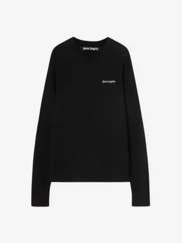 팜 엔젤스 베이직 로고 스웨터 블랙 화이트 Palm Angels Basic Logo Sweater Black White
