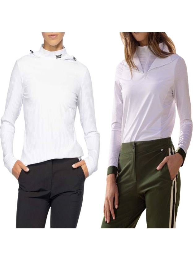 PXG 여성골프웨어 모크 넥 후드 풀오버 24 SS