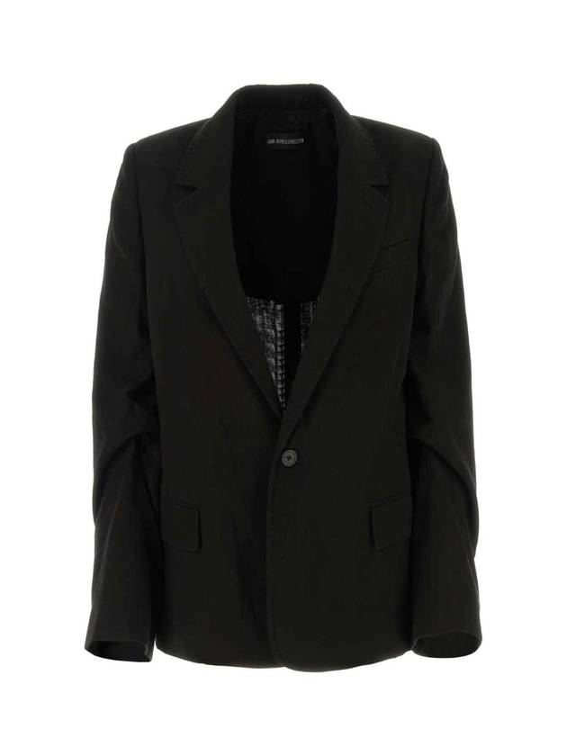ANN DEMEULEMEESTER 블랙 코튼 렌스케 블레이저 2301WJA11FA236 099